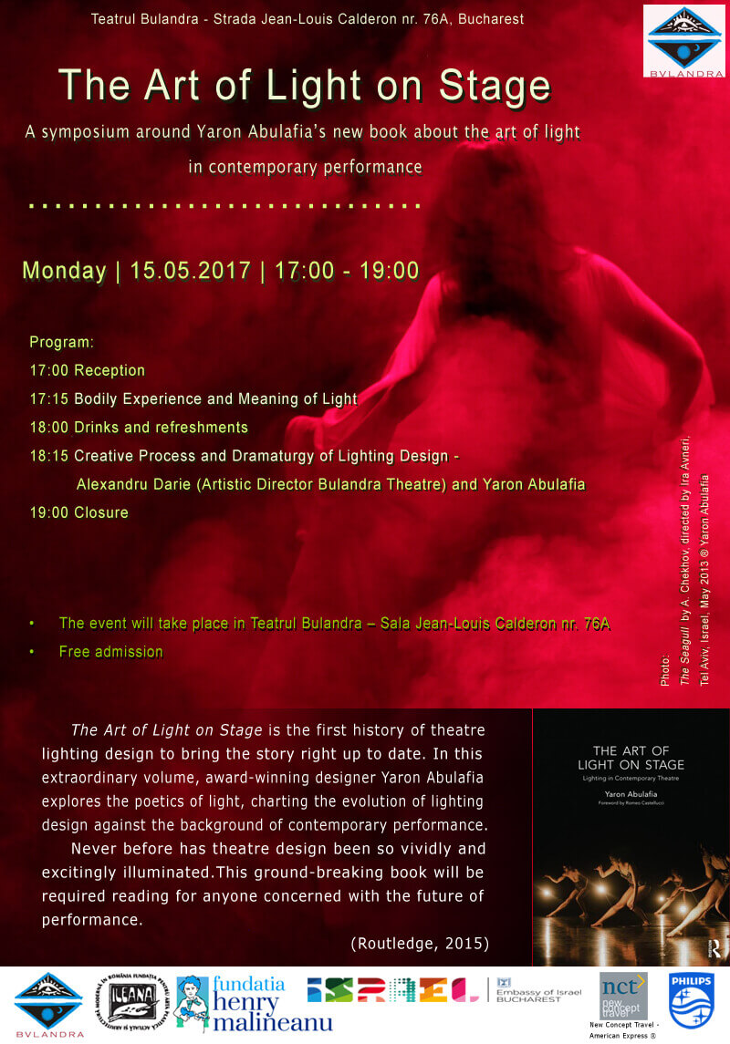 afișul conferinței 'The Art of Light on Stage' Dr. Yaron Abulafia